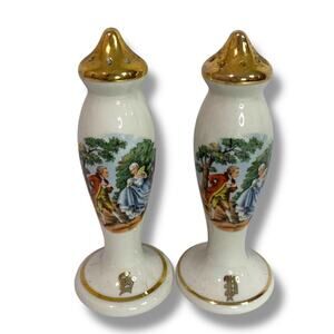 Vintage Taylor Smith Taylor TS&T Victorian Couple 6" Salt Pepper Shakers 22K
